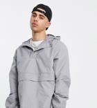 New Look Overhead Jacket With Pouch Pocket In Gray-grey