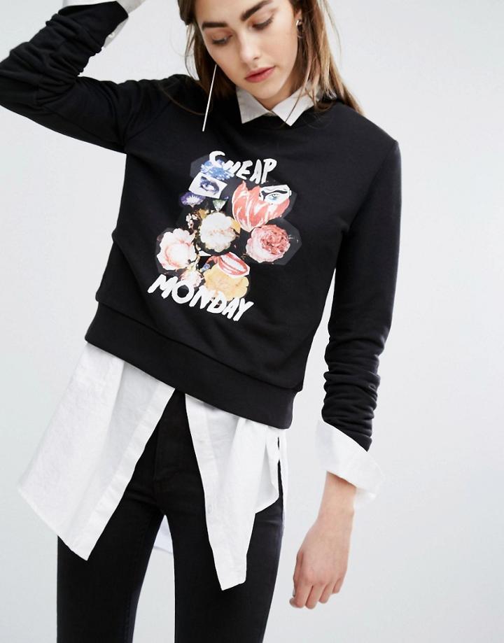 Cheap Monday Floral Logo Sweat - Black