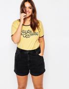 Pink Clove Keep On Dancing Slogan Tee - Yellow