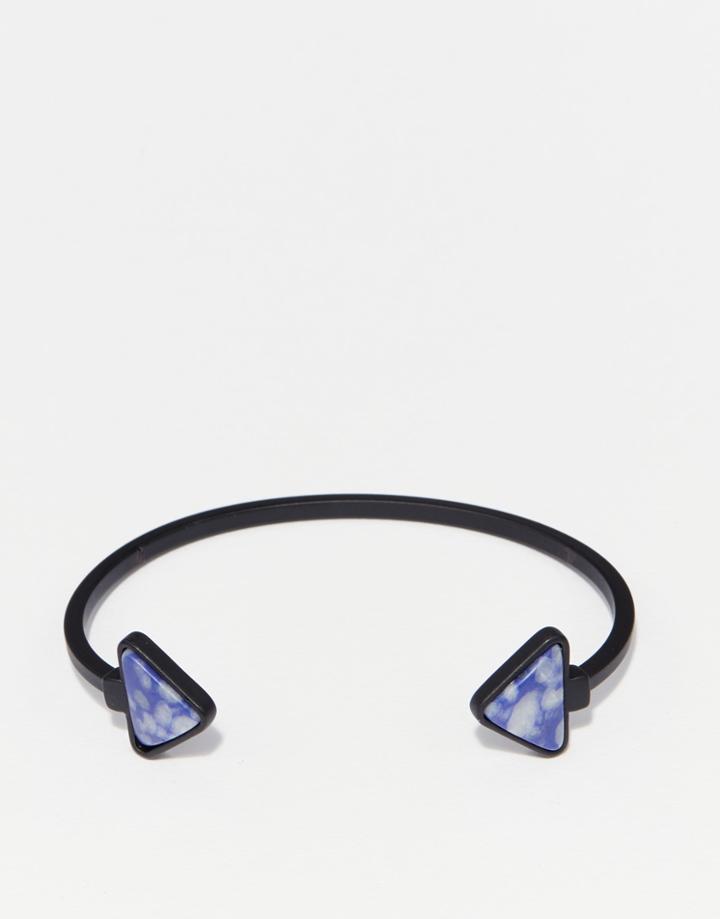 Asos Bangle With Semi-precious Stone In Black - Black