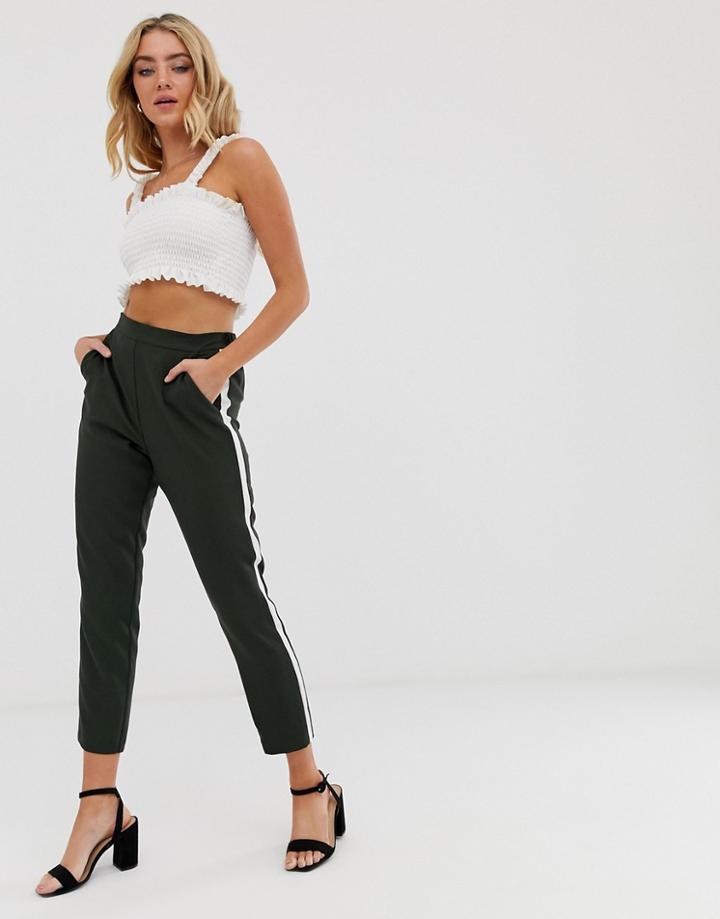 Asos Design Side Stripe Tapered Pants-green