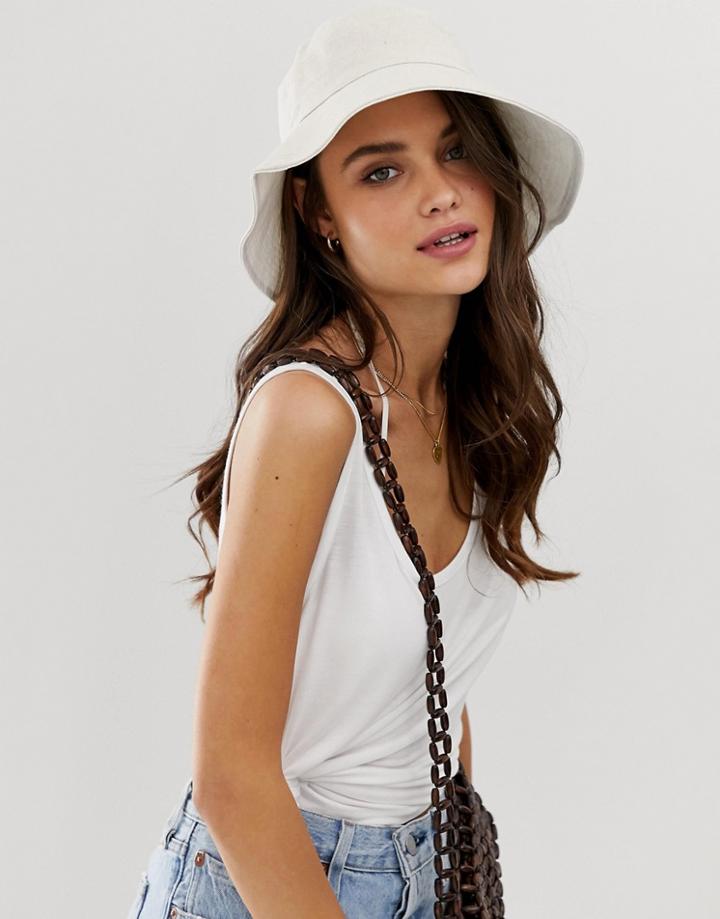 Asos Design Cotton Fisherman Bucket Hat-cream