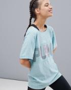 Puma Big Cat Drapey Tee In Pale Green With Irridescent Logo - Green