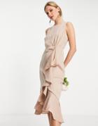 Maya Bridesmaid Ruffle Wrap Dress In Muted Blush-neutral