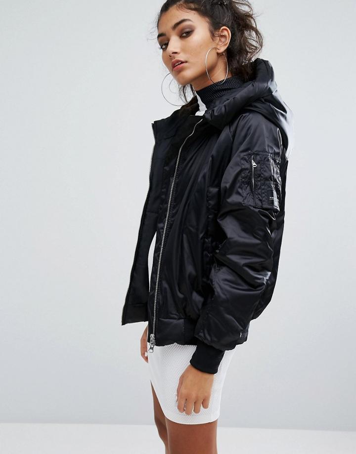 Adidas Originals Eqt Oversized Satin Jacket - Black