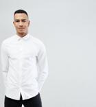 Asos Tall Smart Slim Fit Oxford Shirt With Double Cuff - White