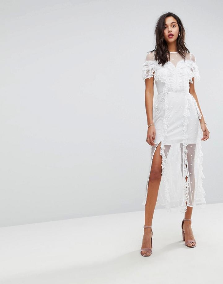 Stevie May Embroidered Floral Lace Midi Dress - White