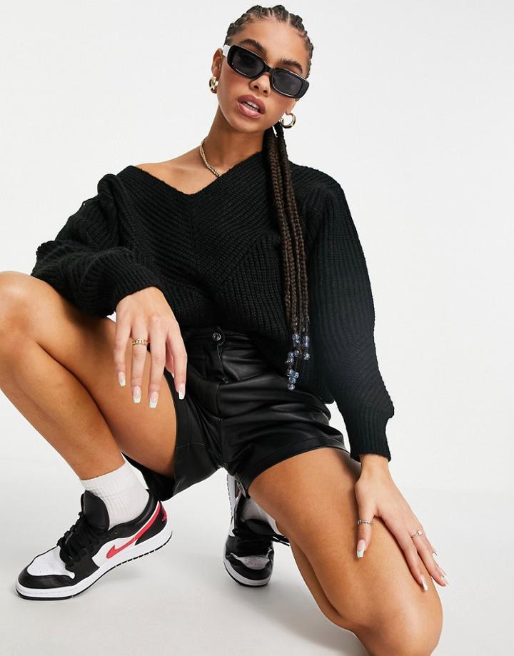Na-kd V Neck Sweater In Black