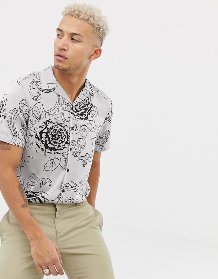 River Island Revere Shirt In Gray Burnout - Gray