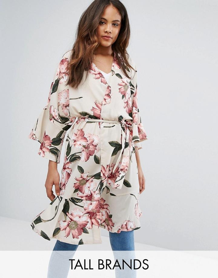 Vero Moda Tall Floral Kimono - Beige