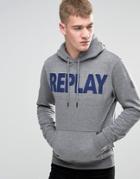 Replay Felt Logo Hooded Sweatshirt In Gray Marl - Gray Marl