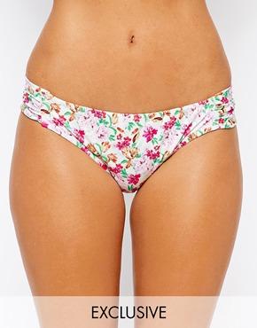 Asos Fuller Bust Exclusive Pretty Floral Print Tab Side Bikini Bottom - Pretty Floral