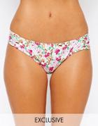 Asos Fuller Bust Exclusive Pretty Floral Print Tab Side Bikini Bottom - Pretty Floral