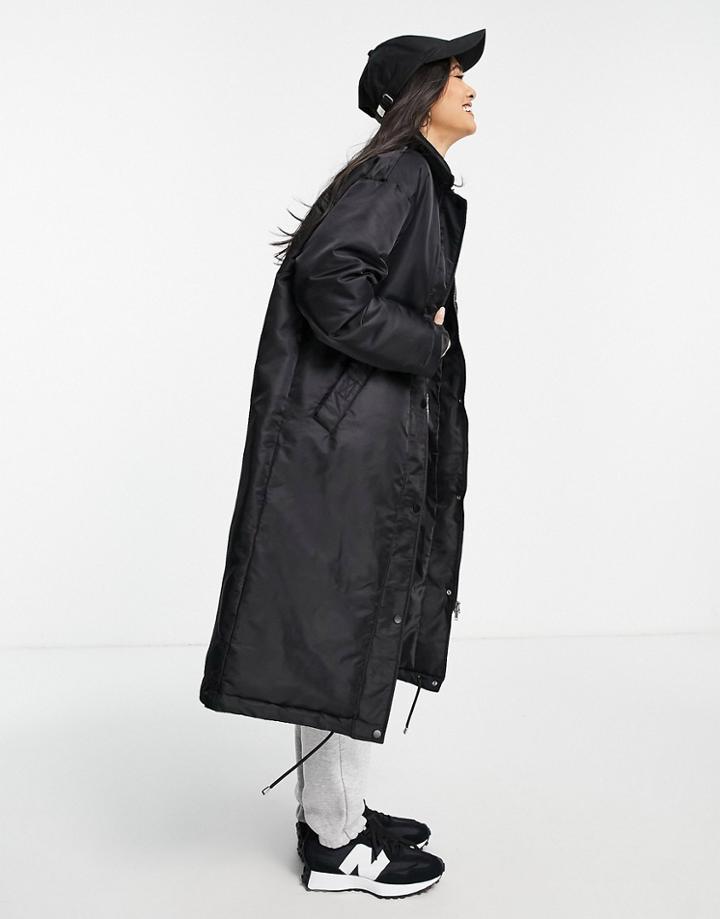 Topshop Sporty Car Coat In Black