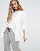 Noisy May Bomber Shirt With Zip Front Detail - White