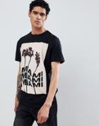 New Look T-shirt With Miami Palm Print In Black - Black