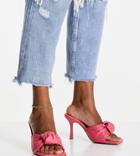 Asos Design Wide Fit Harlie Knotted Mid Heeled Mules In Pink