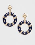 Asos Design Earrings With Studded Open Circle Drop In Gold Tone
