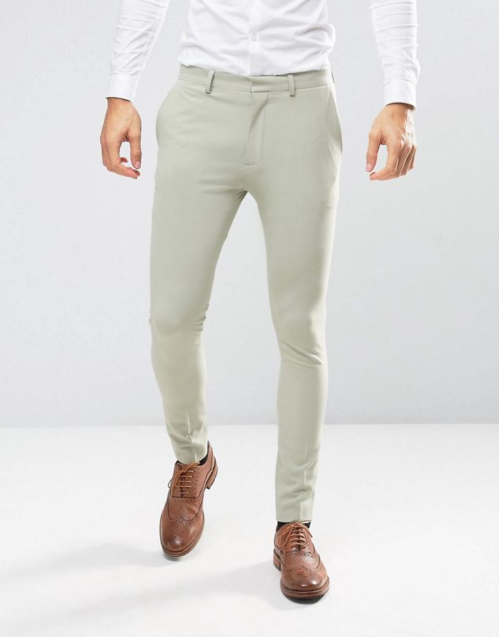 Asos Super Skinny Suit Pants In Sage - Green