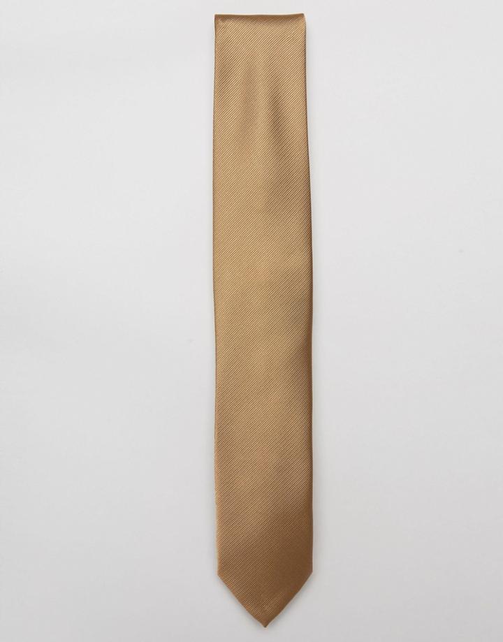 Asos Tie In Gold - Gold