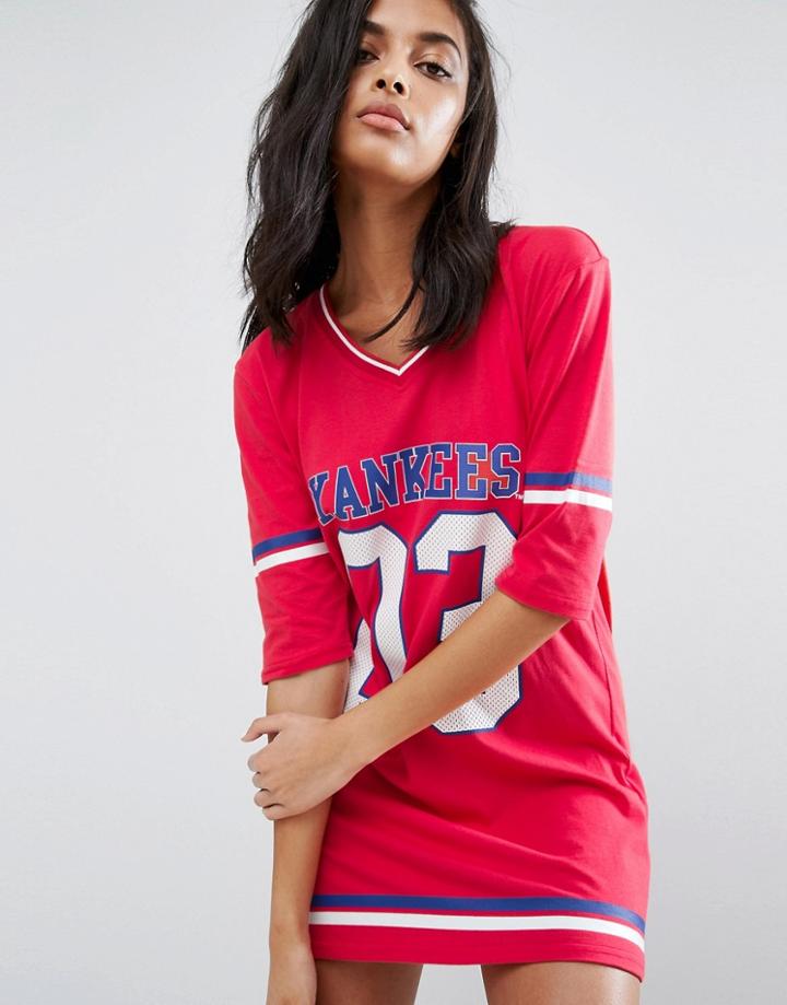 Majestic Oversized Yankees Jersey Dress - Red