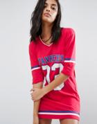 Majestic Oversized Yankees Jersey Dress - Red