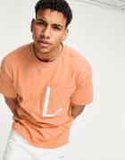 Another Influence Boxy Pocket T-shirt In Orange-pink