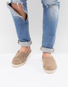 Asos Design Espadrilles In Stone Faux Suede With Back Pull - Stone