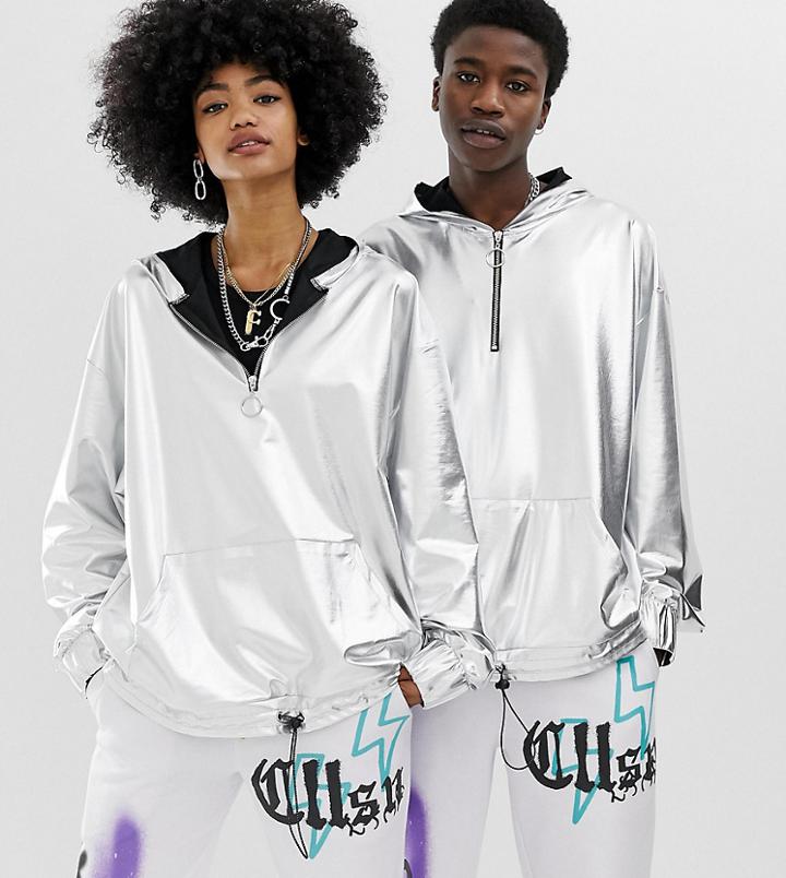 Collusion Unisex Silver Hoodie