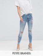 New Look Petite Embroidered Skinny Jeans - Blue