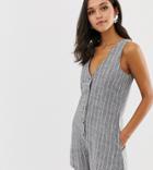 Native Youth Romper In Chambray Stripe - Gray