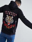 Criminal Damage Muscle Tiger Back Print Hoodie - Black