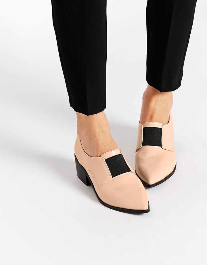Asos Socially Pointed Loafer Heels - Nude