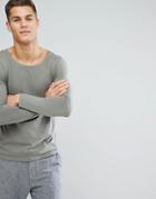 Asos Scoop Neck T-shirt With Long Sleeves In Green - Green