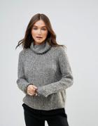 Qed London Chunky Roll Neck Sweater - Green