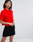 Asos Crop Blouse With Short Sleeve - Red