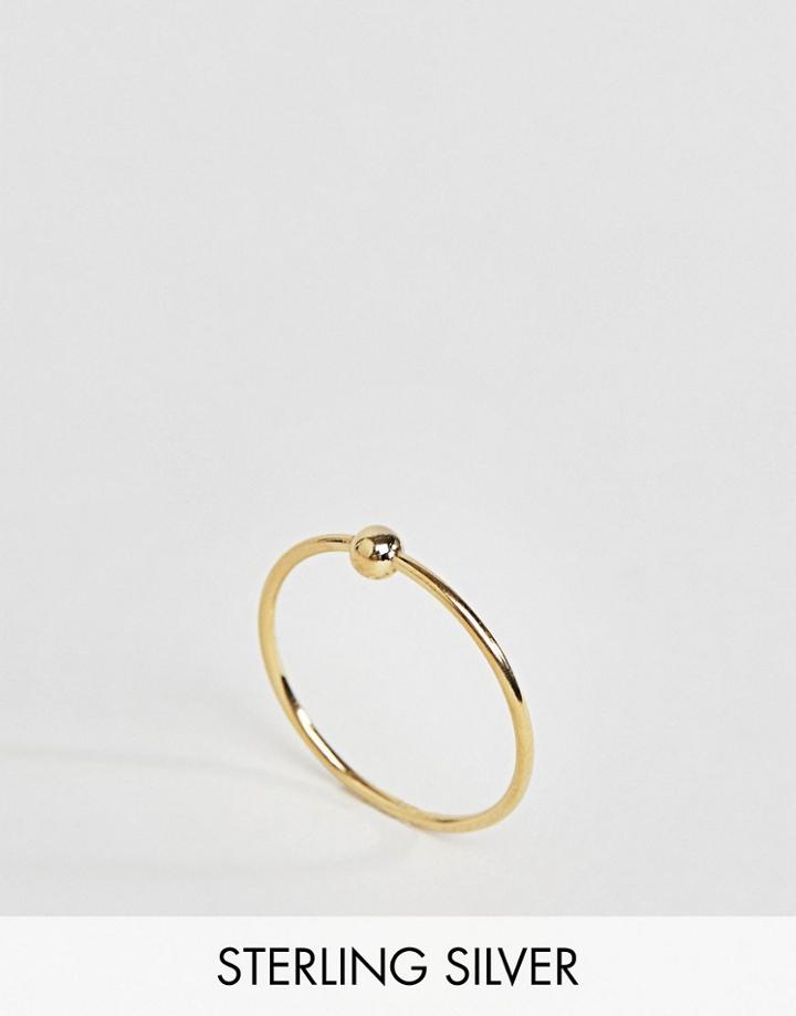 Asos Gold Plated Sterling Silver Ball Station Ring - Gold