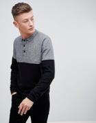 New Look Color Block Polo Shirt In Gray And Black - Black