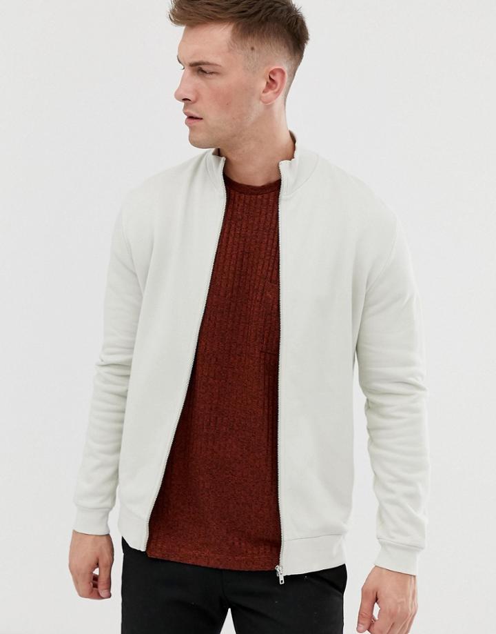 Asos Design Jersey Track Top In Light Gray - Gray