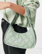 Asos Design Curved Shoulder Bag In Padded Quilt In Sage Green-multi