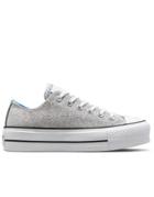 Converse Chuck Taylor All Star Ox Lift Hybrid Shine Glitter Platform Sneakers In Silver/multi