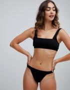 Motel Micro Crinkle Black Bikini Bottoms-white