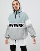 Ivy Park Sheer Panel Flocked Jacket In Mint - Blue