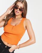 Asos Design Hourglass Button Front Tank Top In Rust-brown