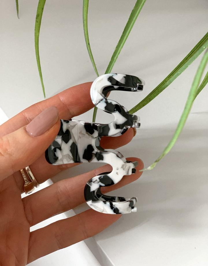 Asos Design Hair Clip Claw In Mono Resin-multi