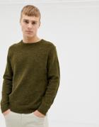 Burton Menswear Brushed Sweater In Khaki - Green