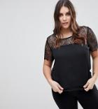 Lipsy Curve Lace Top - Black
