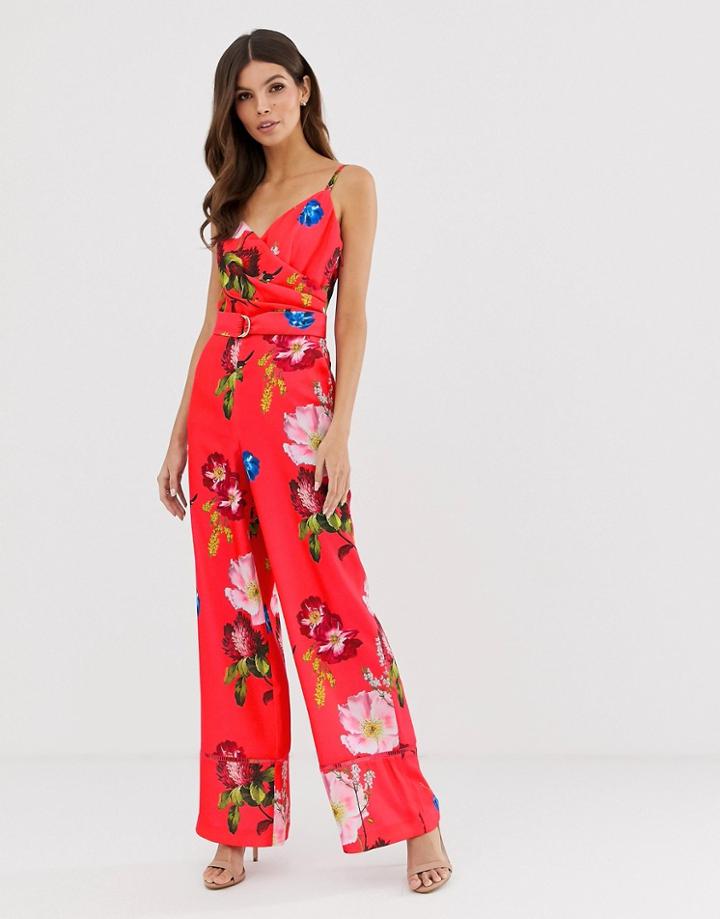 Ted Baker Piiper Wrap Jumpsuit In Berry Sundae - Red