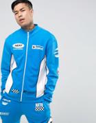 Jaded London Track Jacket In Blue With Racing Print - Blue