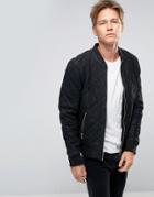Goosecraft Leather Quilted Bomber In Black - Black